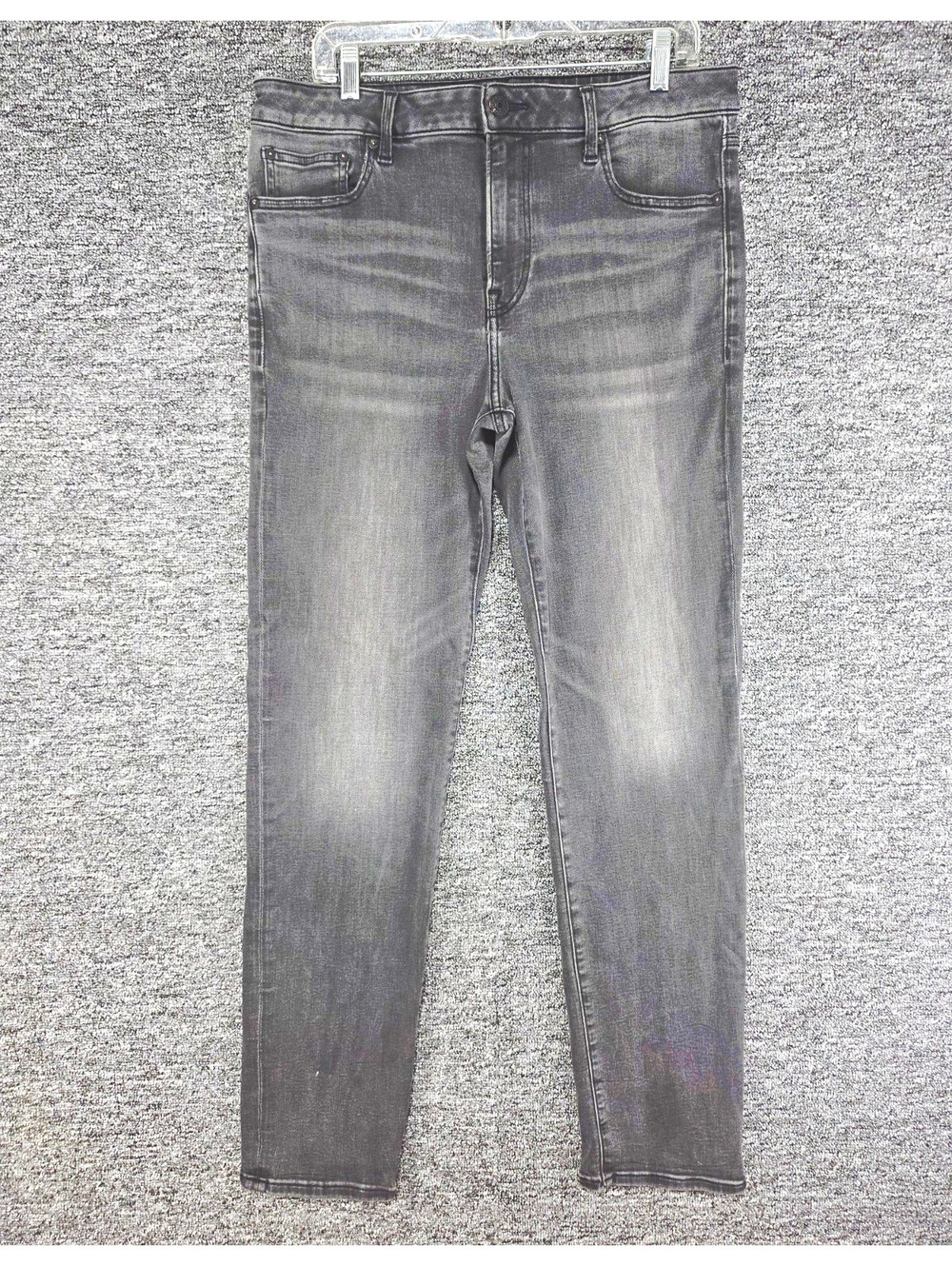 Express Slim Straight Gray Denim Jeans Medium Wash 5-Pocket Button Zip Logo